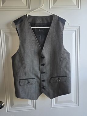 ​Marc Anthony Slim Fit Textured Gray Waistcoat / Vest - Size M